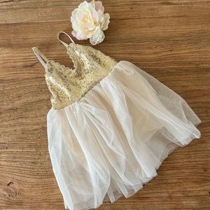 Bailey’s Blossoms Gold Sparkle Dress